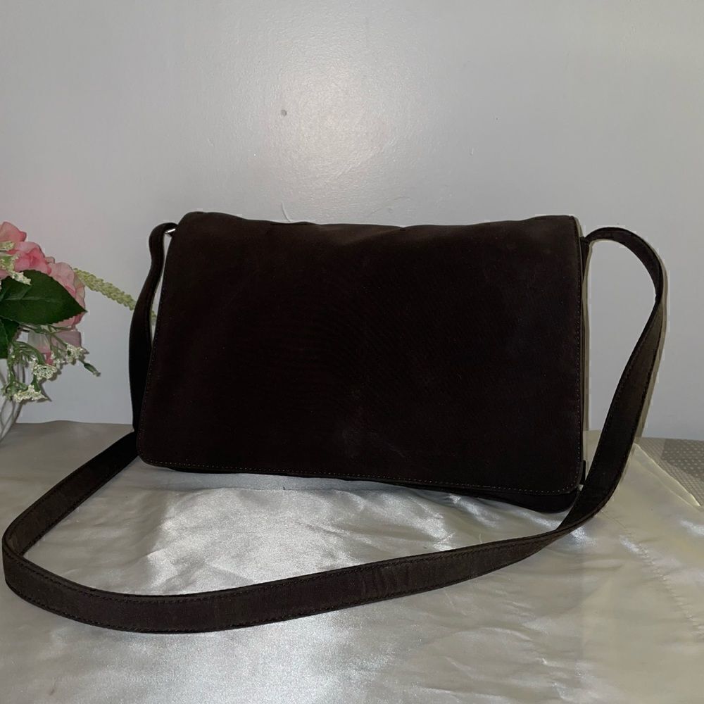 Calvin Klein Nylon Shoulder Bag Crossbody Brown Medium